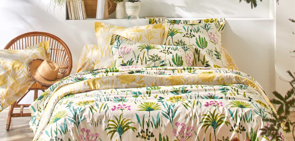 Linge de lit fleurs exotiques - BECQUET CRÉATION
