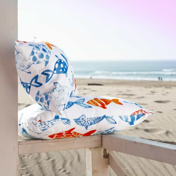 Coussin d'extérieur motif poissons