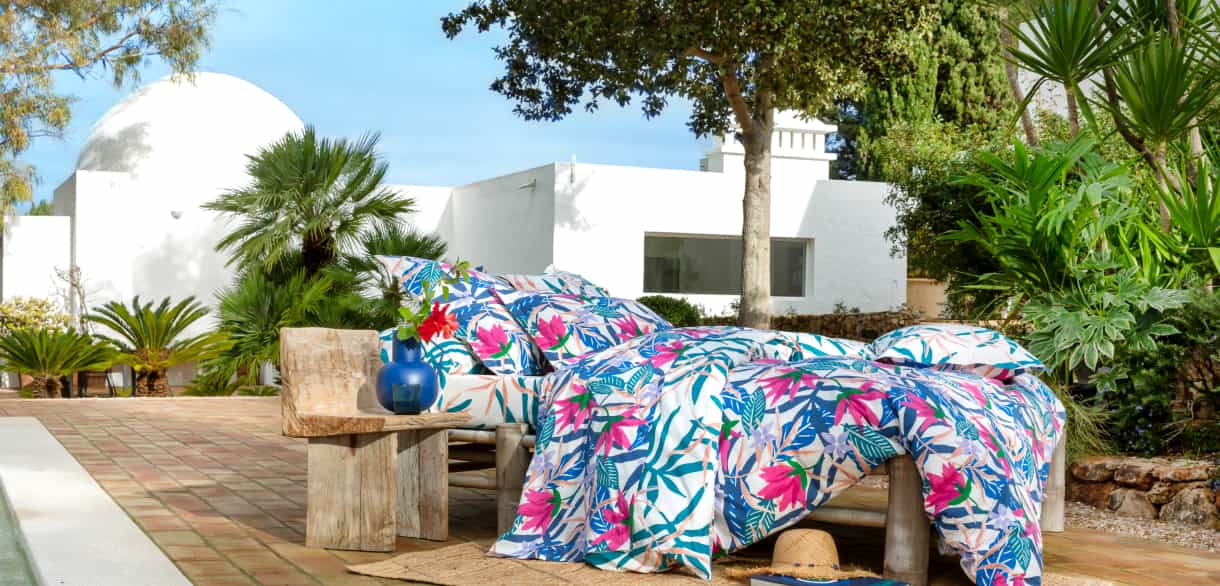 Linge de lit à fleurs tropicales - BECQUET CRÉATION